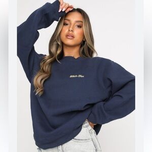 White Fox Steal Your Heart Oversized Sweater Black Soft Cozy Women’s Sz S